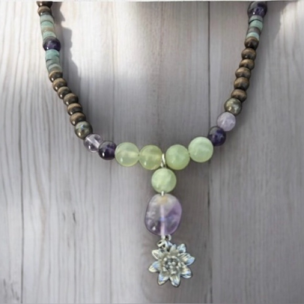 Multi Gemstone Beaded Necklace- Boho Style - Picture 2 of 6
